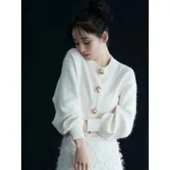 SNIDEL ボタンフラッフィーニットカーディガン2024AW