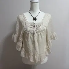 00s 水玉レースアップポンチョ フェアリーグランジ森ガールy2k平成ギャル女児