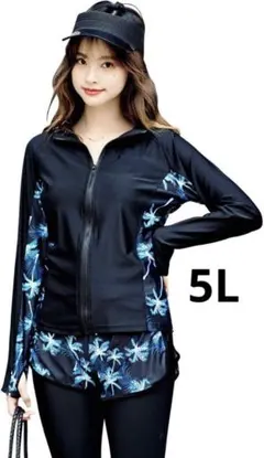 [Teddy] フィットネス 水着 レディース ラッシュガード 5点セット 5L