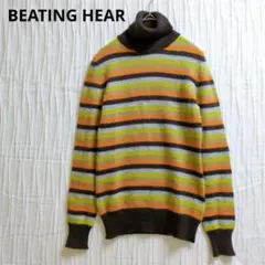 ビーティングハート タートルネック ニットセーター　カラフルボーダー　アルパカ混
