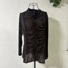 シースルー　フード付き長袖パーカー　レース　森ガール　フェアリーグランジ