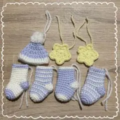 【ハンドメイド】クリスマス　オーナメント・ガーランド　パステルカラー　7点セット