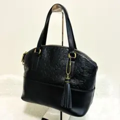 【希少】HAMANO 濱野 ブラック ハンドバッグ レザー タッセル