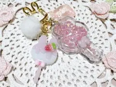 レジンロリポップシャカシャカキーホルダー(いちごみるく味NO13)