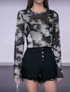 DAZY タイダイシアーメッシュトップ SHEIN