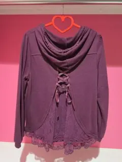 【axes femme】ジップパーカー　バックレース　リボン　M　ボルドーのサムネイル