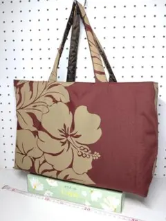 トートバッグ サブ エコ リバーシブル ハワイ ハイビスカス 葉 ハンドメイド