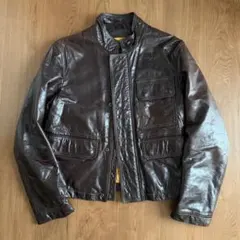 希少 ARMANI jeans レザー ジャケット アーカイブ 00s 90s