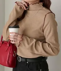 ハイネック 配色メロー シャーリングプルオーバー/インナー