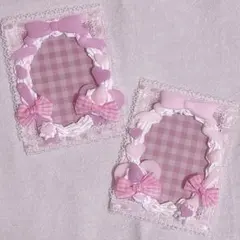 ホイップデコ トレカケース 量産型 ペア 紫×ピンク ガーリーリボン いちご ♡