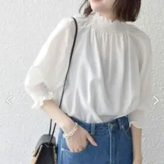 美品✨定価1.6万❤️ シップス カラミストライプギャザーブラウス 