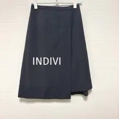美品 INDIVI ラップスカート グレー 38 巻きスカート アシンメトリーのサムネイル