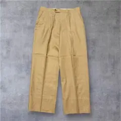 メンズ スラックス 90s ベージュ チェック タック入り ワイド M レトロ