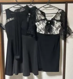 ブラックナイトドレス・レース付き 3点セット