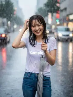 【現品限り！】【AI作成写真L判サイズ】理想の彼女 ずぶ濡れ40代