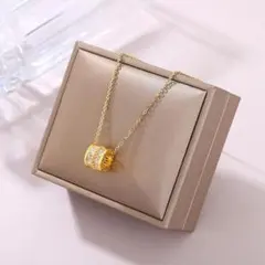 N-169 バレルネックレス チタン製 ゴールド 高見えアクセ