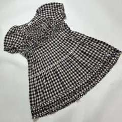 【試着のみ】ピンクハウス ダークパープルブロックチェック ピコフリル チュニックのサムネイル