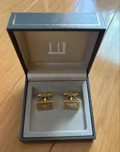 dunhill ダンヒル カフス ゴールド×グレー スクエア