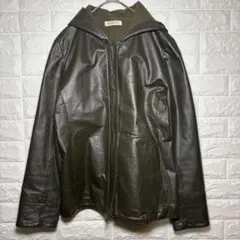 牛革 レザーパーカー M フード付き ユニセックス