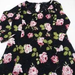 レース花柄　伸縮性生地　CECIL McBEE　五分袖チュニック