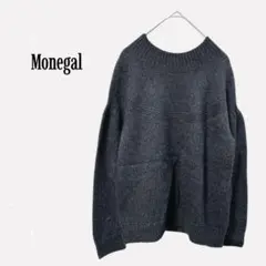 モルガネ 【L】長袖ニット セーター ボリュームスリーブ チャコールグレー