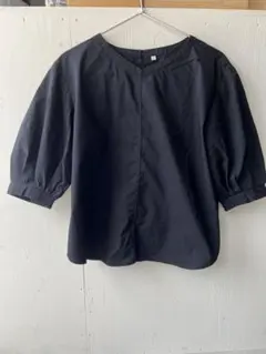 無印良品　乾きやすいブロード五分袖ブラウス