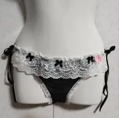 2点セット★レース装飾付き黒ショーツL