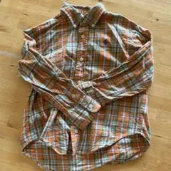 Ralph Lauren 長袖シャツ 110 オレンジ・グリーンチェック