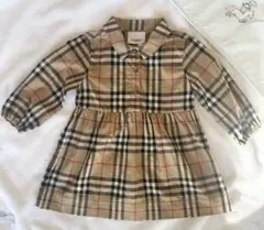 BURBERRY バーバリーチェック襟付き長袖ワンピース&ブルマ12m80cm
