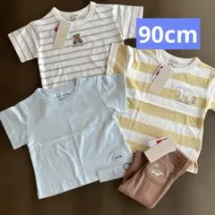 新品☆petit main ☆ 半袖Tシャツ 3枚 ボトムス1枚セット 90cm