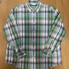 【美品】GU オーバーサイズマドラスチェック長袖シャツ　メンズ　 Lサイズ