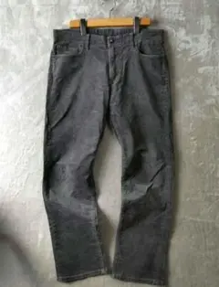 a2597　グレー ストレートカジュアルパンツ コットンブレンド　ベロア