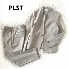 PLST プラステ ノーカラージャケット パンツ スーツ 2点セット M～Ｌ