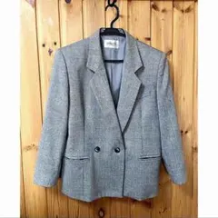 レディースジャケット チェック柄 ライトグレー シンプル フォーマルカジュアル
