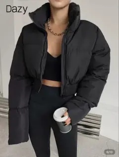 SHEIN DAZY ドロップショルダー ファスナークロップ パッファーコート