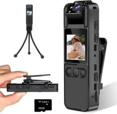 ボディ ハンディ 動画撮影用カメラ 1600mAh 単独録音 回転式のクリップ