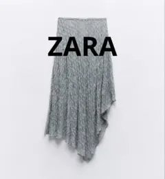 ZARA ザラ　アシンメトリー花柄レーススカート M ブルーグレー　レイヤードのサムネイル