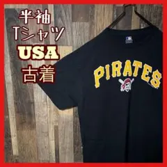 チームロゴ メンズ プリント ロゴ ブラック L USA古着 半袖 Tシャツ