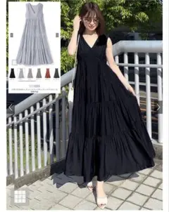 GRL リボン付きVネックノースリーブティアードワンピース[k8975a]