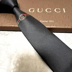 新品未使用】GUCCI ネクタイ ブラック インターロッキングG ビー