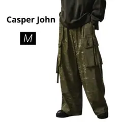 美品　Casper John クラッシュサテンパラシュートスラックス　M カーキ