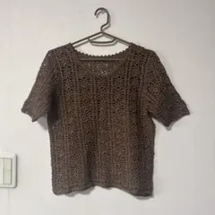 ★ハンドメイド★ニット　ベスト　茶色