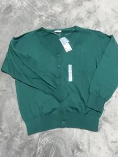 GU UVカット　ウォッシャブル　Vネックグリーン カーディガン 長袖