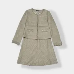 COMME CA ISM ノーカラー ツウィード ラメ スーツ セットアップ L