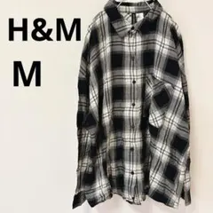 H&M ブラック/ホワイト チェック柄 長袖シャツ M