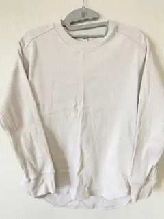 UNIQLO リブ編み 長袖Tシャツ Sサイズ ベージュ