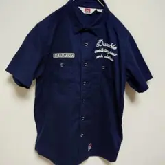 希少　BEN DAVIS ベンデイビス 半袖ワークシャツ ネイビー L　アメカジのサムネイル