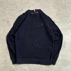 TOMMY HILFIGER ネイビー 無地 コットンニット セーター アメカジ