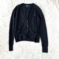 人気　ラルフローレン POLO カーディガン ニット ブラック 黒 刺繍ロゴ