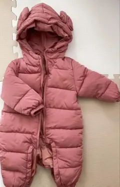 ピンク フード付き ダウン風アウター 70cm
